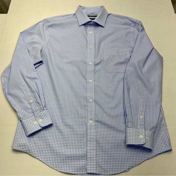 LAUREN RALPH LAUREN SHIRT MENS LG BLUE WHITE GINGAM STYLE 16.5 34/35 SPRING - Picture 4 of 9